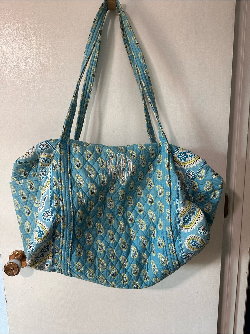 Large Vera Bradley Duffle in Bermuda Blue